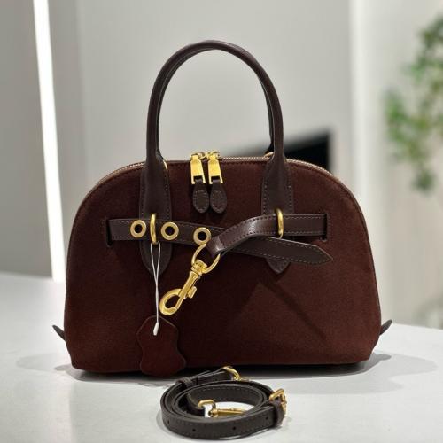 Nubuck Leather Handbag soft surface & attached with hanging strap Polyester Cotton PC
