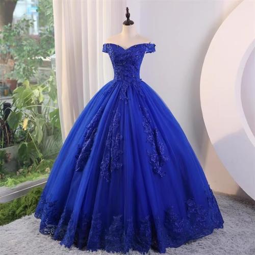 Polyester Off Shoulder Long Evening Dress PC