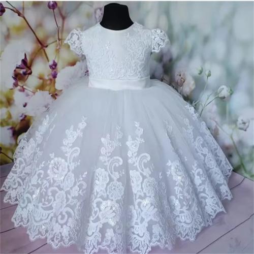 ポリエステル ガール ワンピース ドレス レース 白 一つ