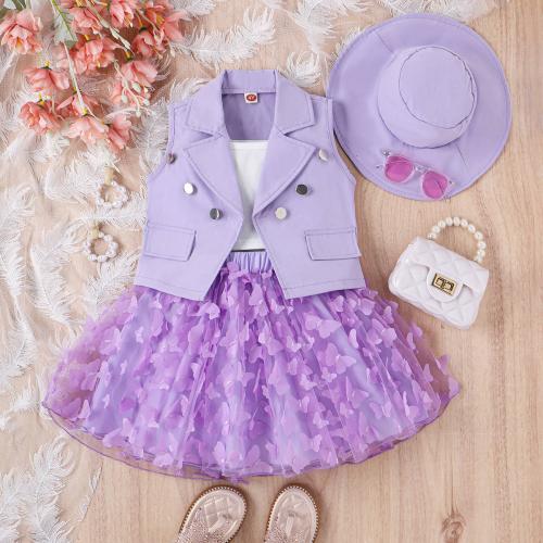 Coton Ensemble de vêtements de fille Hsa & Débardeur & Gilet & Jupe plus de couleurs pour le choix Ensemble