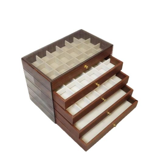 Sponge & Wood hard-surface & Multifunction Jewelry Storage Case large capacity Solid brown PC