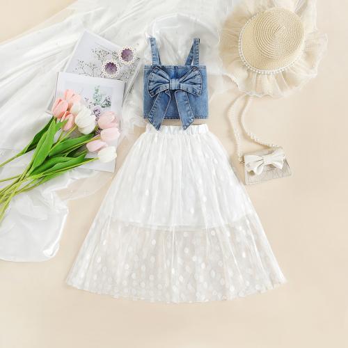 Coton Ensemble de vêtements de fille Jupe & camis Patchwork deux couleurs différentes Ensemble