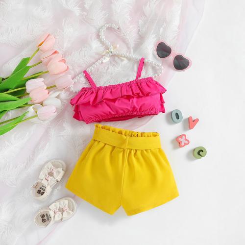 Coton Ensemble de vêtements de fille Pantalon & camis Patchwork Autres deux couleurs différentes Ensemble