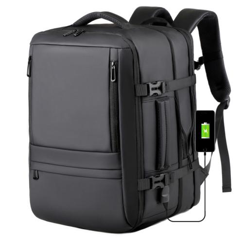 PU Leather & Polyester separating dry and moist Backpack large capacity & with USB interface & waterproof Solid PC