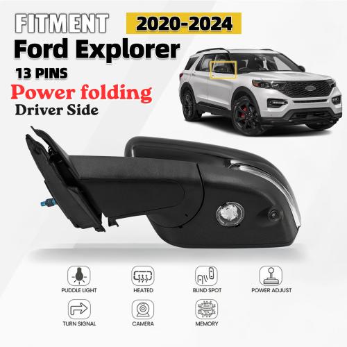 Left Side Mirror For 2020-2024 Ford Explorer Heated Blind Power Fold 13 Pin