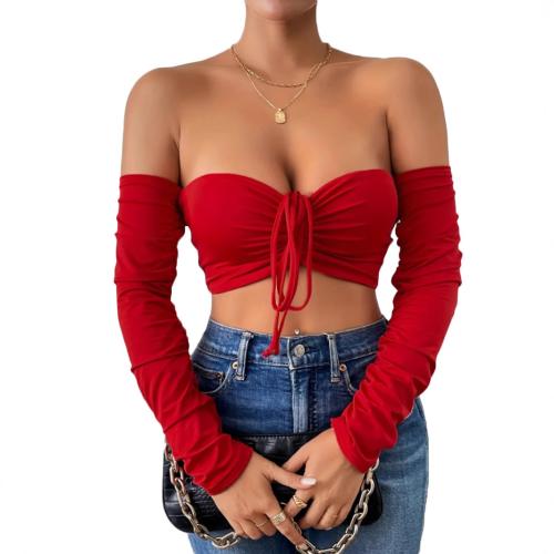 Milk Fiber & Polyester Boat Neck Top midriff-baring & tube Solid PC