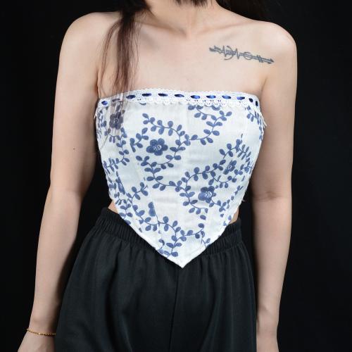 Polyester Tube Top backless printed floral PC