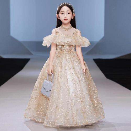 Polyester Mädchen einteiliges Kleid, Champagner,  Stück