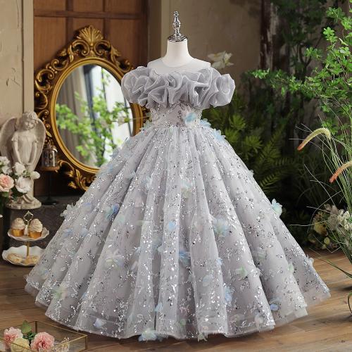 Polyester Mädchen einteiliges Kleid, Silber,  Stück
