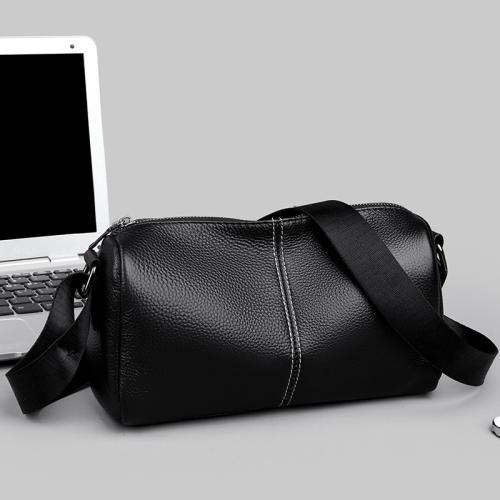 Cuir de vache pleine fleur Crossbody Bag Polyester Solide Noir pièce