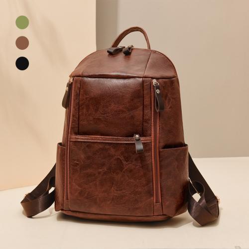 PU Leather Backpack large capacity & waterproof Polyester Solid PC