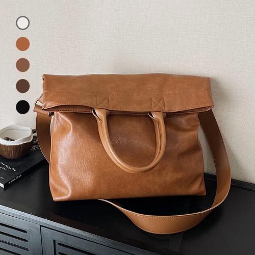 PU Leather Tote Bag Handbag large capacity & soft surface & attached with hanging strap Polyester Solid PC