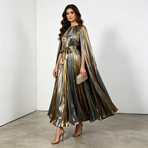 Polyester Waist-controlled Long Evening Dress Polyester patchwork PC