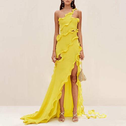 Polyester Waist-controlled & stringy selvedge Long Evening Dress irregular PC