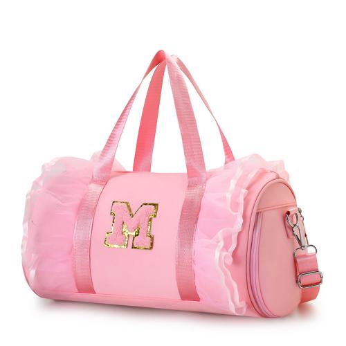 Nylon Handbag large capacity & hardwearing & attached with hanging strap Polyester letter pink PC