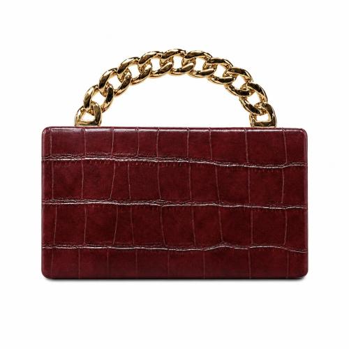PU Leather hard-surface & Box Bag Clutch Bag with chain & portable Cotton crocodile grain PC
