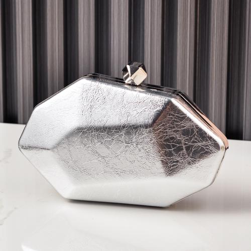 PU Leather hard-surface Clutch Bag with chain Polyester Solid PC
