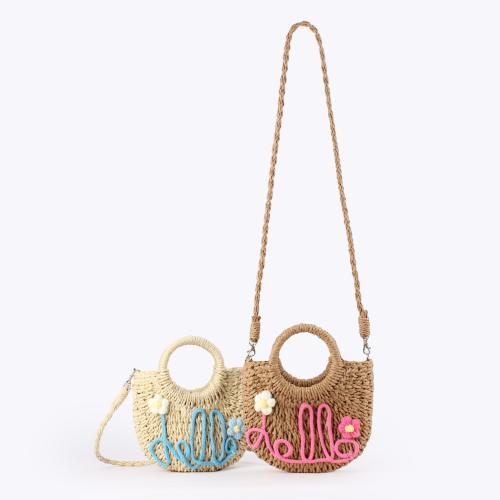 Paper Rope Handmade Woven Tote attached with hanging strap letter PC