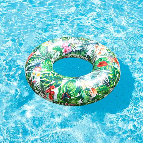 PVC Inflatable Swimming Ring printed leaf pattern green PC