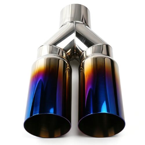 Universal 63mm Inlet 76mm Outlet Double Cylinder Exhaust Tailpipe Muffler