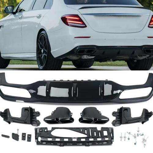 For Mercedes-Benz W213 AMG E63 Style Rear Bumper Diffuser with Exhaust Pipe