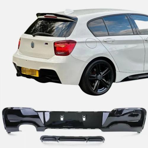 Fits For BMW 1 Series F20 PRE LCI Rear Diffuser Lip Gloss Black 2011-2014