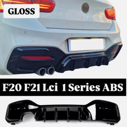 Fits For BMW 1 Series F20 F21 LCI Gloss Black Rear Diffuser Lip Valance Bumper 15-19