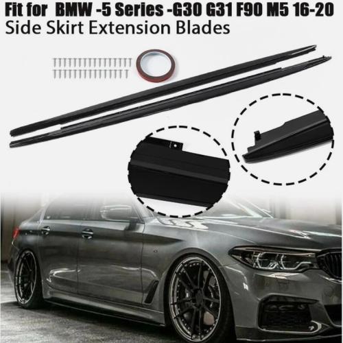 Gloss Black For BMW G30 530i 540i & F90 M5 Sedan 2017-22 MP Style Side Skirts 2X