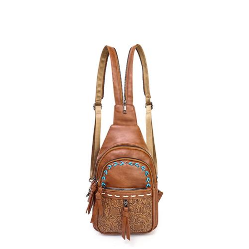 PU Leather cross body & zipper Backpack Polyester PC