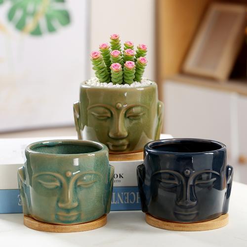 Porcelain Flower Pot durable & four piece & breathable Bamboo Set