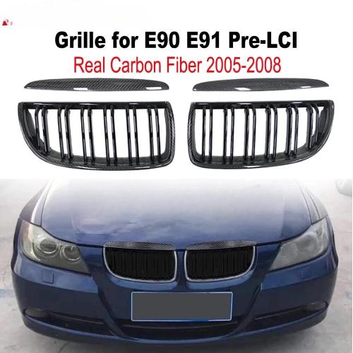 Real Carbon Fiber Front Kidney Grille for BMW 3 Series E90/M3 Pre-LCI & 2005-08