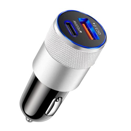 Dual Fast Charging A+C Car Charger Aluminum Alloy Cigarette Lighter