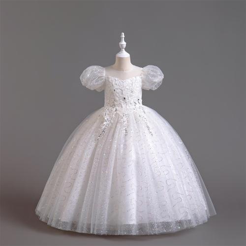 Polyester Robe d’une seule pièce de fille Paillettes & Dentelle & Coton plus de couleurs pour le choix pièce