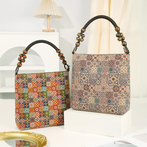 De madera Bolsa de hombro,  Cuentas de madera & poliéster algodón, diferente color y patrón de elección,  trozo