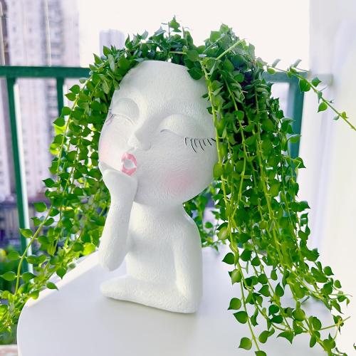 Resin Creative Flower Pot Cute character pattern PC
