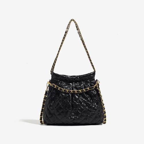 PU Leather Tote Bag & Pleat Crossbody Bag large capacity & soft surface Polyester Argyle PC