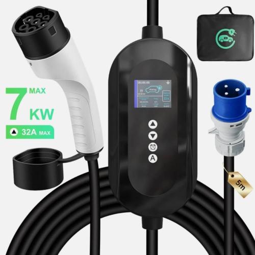 7KW 32AMP EV  Type 2  Portable UK Plug Electric Vehicle Car Charger