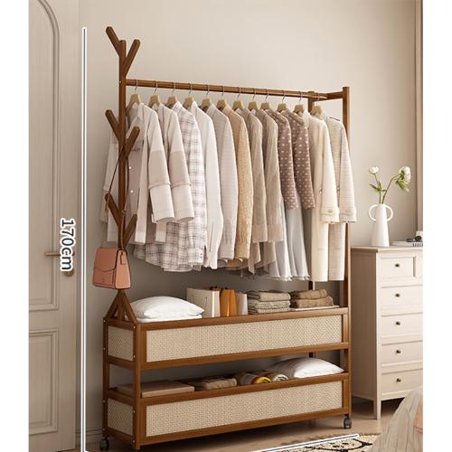 Moso Bamboo Multifunction Clothes Hanging Rack with caster Plastic PC