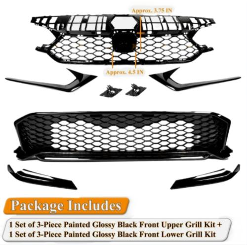 For 2025-2026 Honda Civic Gloss Black FL5 Style Front Upper + Lower Bumper Grill
