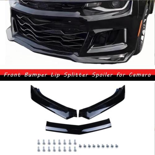 For 16-24 Camaro SS /19-24 LS LT RS Glossy Blk Front Bumper Lip Splitter Spoiler