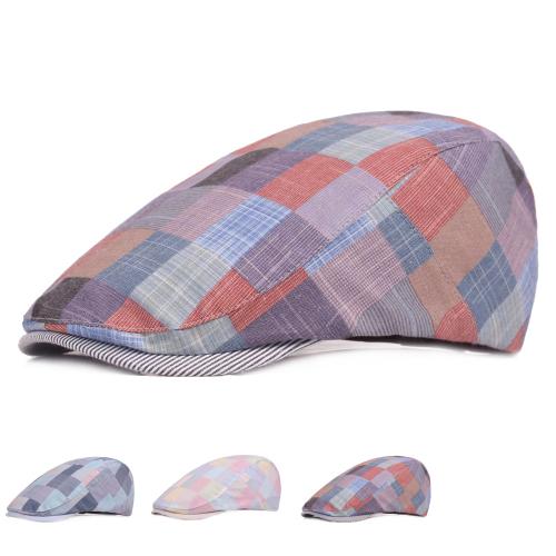 Acryl Berets, Plaid, Kirschquarz,  Stück