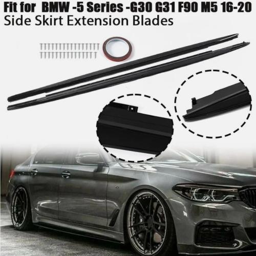 Gloss Black For BMW G30 530i 540i & F90 M5 Sedan 2017-22 MP Style Side Skirts 2X