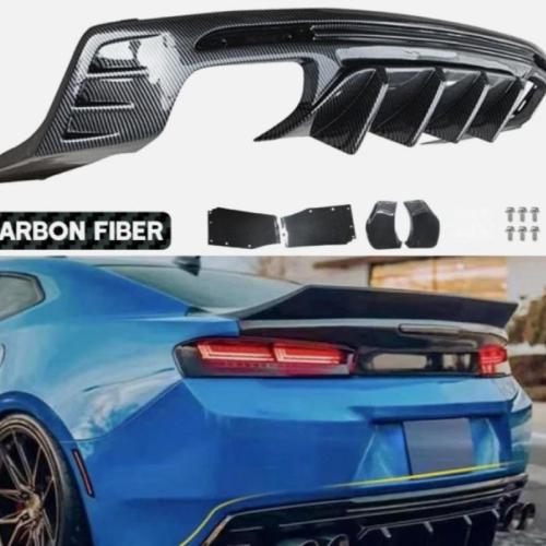 Carbon Fiber Rear Bumper Lip Diffuser Spoiler For Chevy Camaro SS LT LS 2016-24