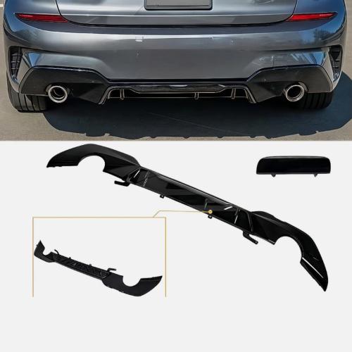 For  BMW G20 330e 330i | M-Performance GLOSSY BLACK Rear Bumper Diffuser
