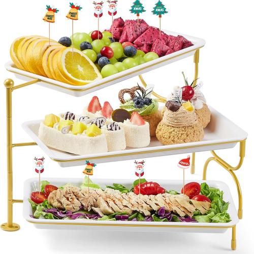 Porcelain & Iron triple layer & easy cleaning Snack Tray durable & rotatable & detachable Solid PC