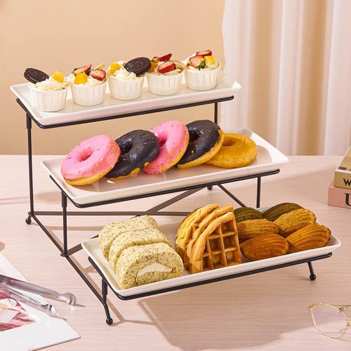 Moso Bamboo & Porcelain & Iron triple layer & easy cleaning Snack Tray durable & detachable Solid PC
