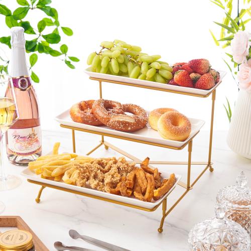 Metal & Porcelain & Wood triple layer & easy cleaning Snack Tray durable & detachable Solid PC