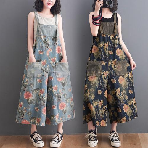 Denim Vrouwen Suspender Broeken Afgedrukt Bloemen meer kleuren naar keuze stuk