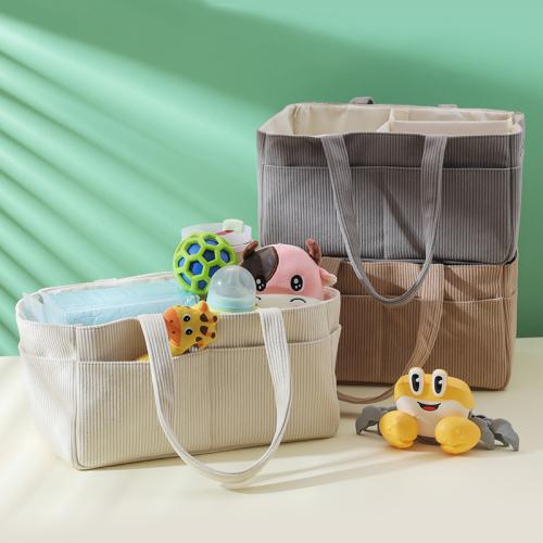 Corduroy foldable Diaper Bag large capacity & portable Solid PC