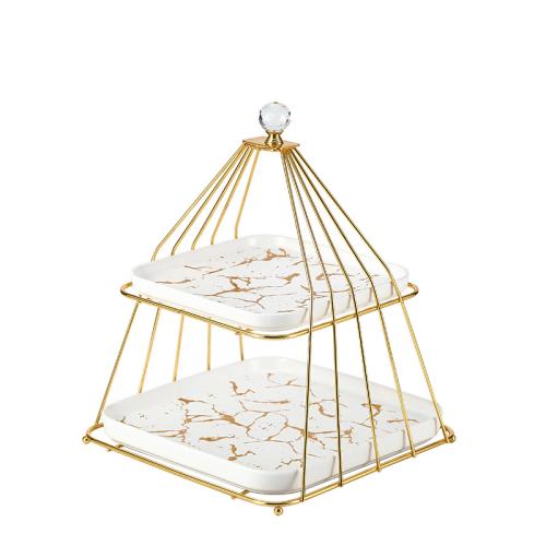 Porcelain & Iron Multilayer & easy cleaning Snack Tray durable & with rhinestone PC
